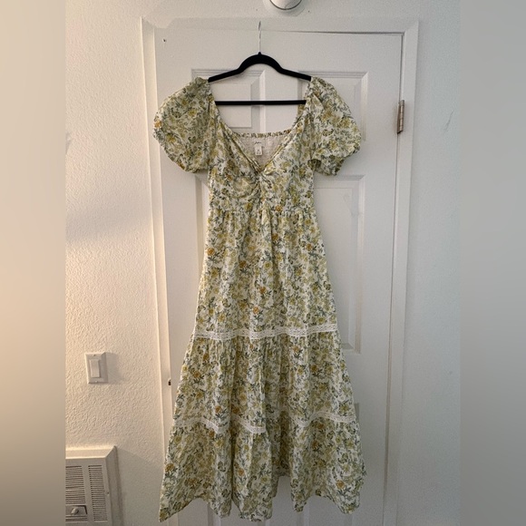 Japna Green and Yellow Floral Maxi Dress - Picture 1 of 5